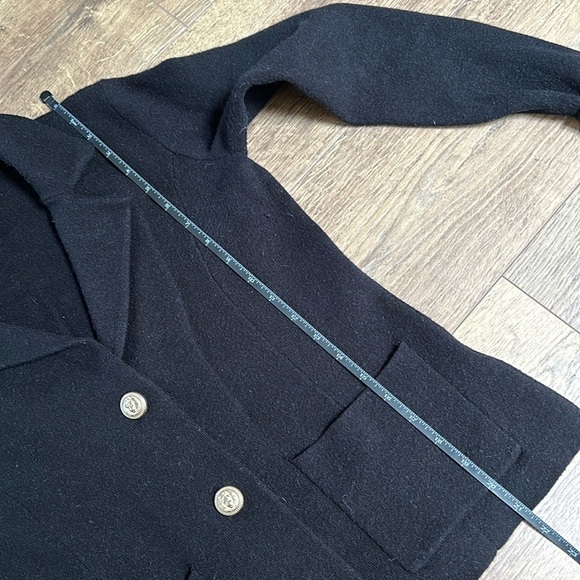 Adrienne Vittadini Womens Black Knit Blazer Cardigan Gold Buttons Sz XS Chic - Picture 7 of 10